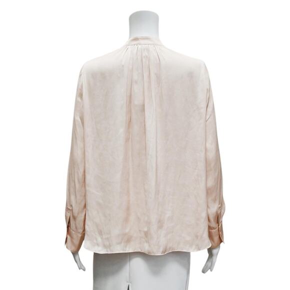 ZADIG & VOLTAIRE Light Rose Satin Blouse Pink Size XS Long Sleeve V Neck - Picture 2 of 3